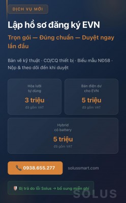 DỊCH VỤ LẬP HỒ SƠ ĐĂNG KÝ EVN — ĐIỆN MẶT TRỜI MÁI NHÀ