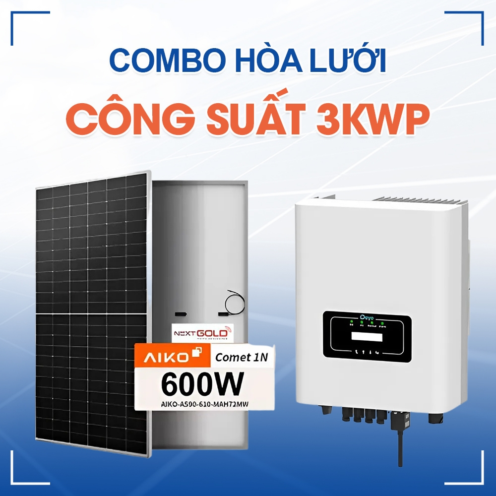 Combo Điện Năng Lượng Mặt Trời Hòa Lưới 3K(AIKO – Deye)