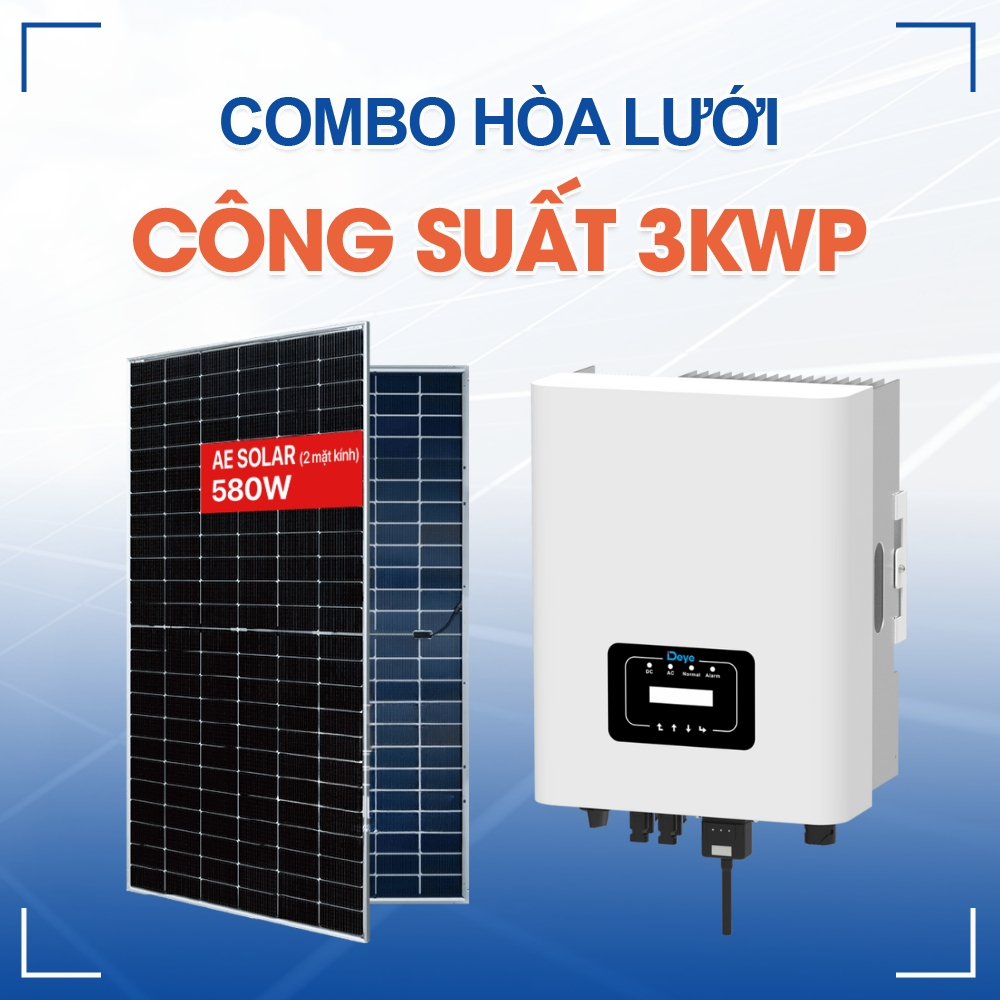 Combo Điện Năng Lượng Mặt Trời Hòa Lưới 3K(AESolar – Deye)