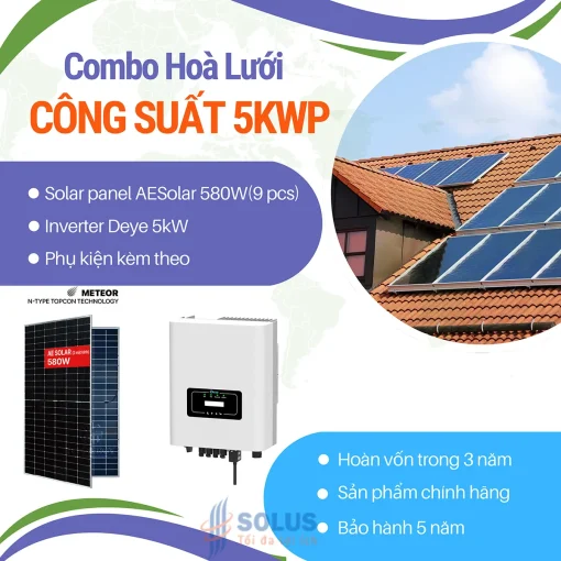 Combo Điện Năng Lượng Mặt Trời Hòa Lưới 5K(AESolar - Deye)